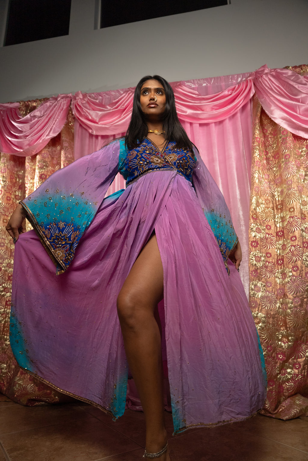 Lavender Dreams Anarkali Kimono Dress