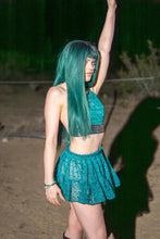 Load image into Gallery viewer, teal mystic micro mini skirt set
