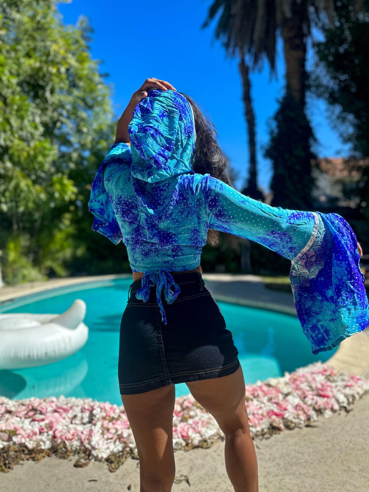 Tie-dye ocean wrap top hoodie