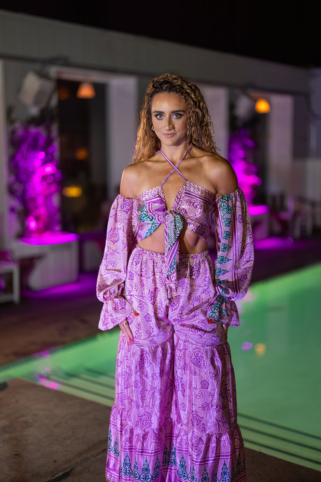 Pastel Bloom Sharara Pants Set