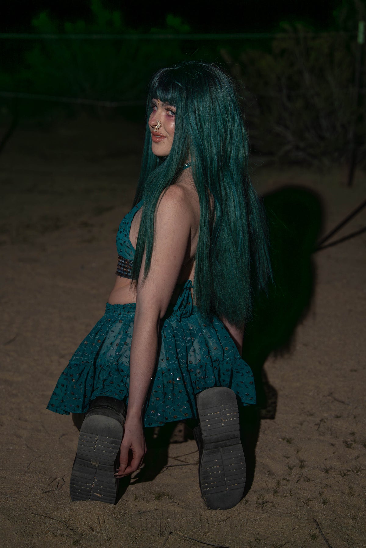 teal mystic Micro Mini Gehr Skirt Set
