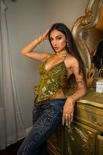 Load image into Gallery viewer, Olive Velvet Fairy Venus Sequin Top
