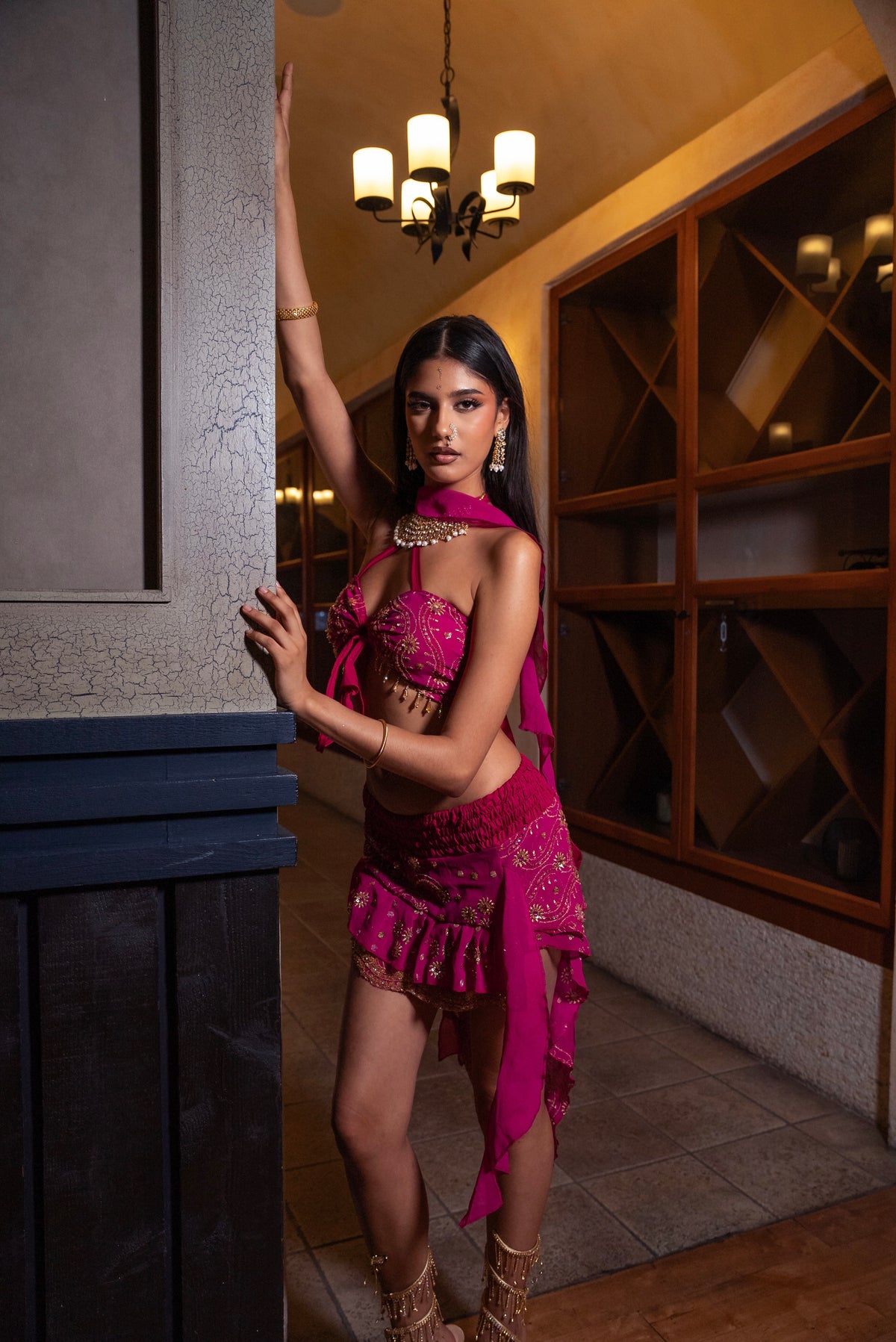 Pink Lotus Jalpari Skirt Set