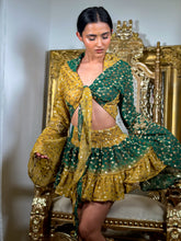 Load image into Gallery viewer, Golden Emerald Princess Micro Mini Skirt Set
