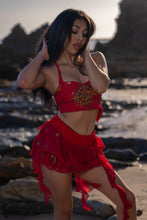 Load image into Gallery viewer, Fire Lotus Ruffle Mini Skirt Set
