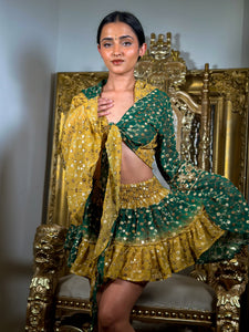 Golden Emerald Princess Micro Mini Skirt Set
