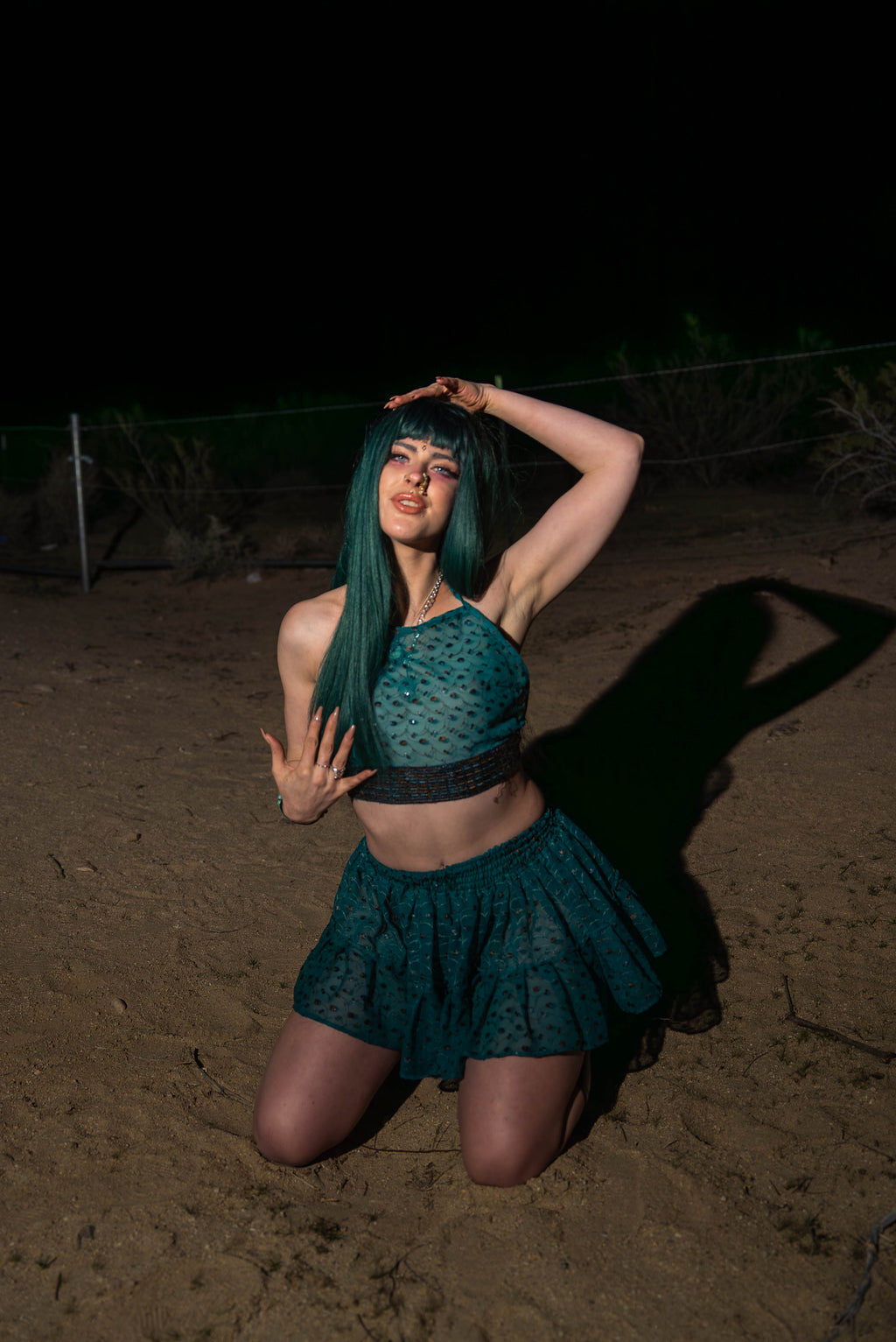 teal mystic Micro Mini Gehr Skirt Set