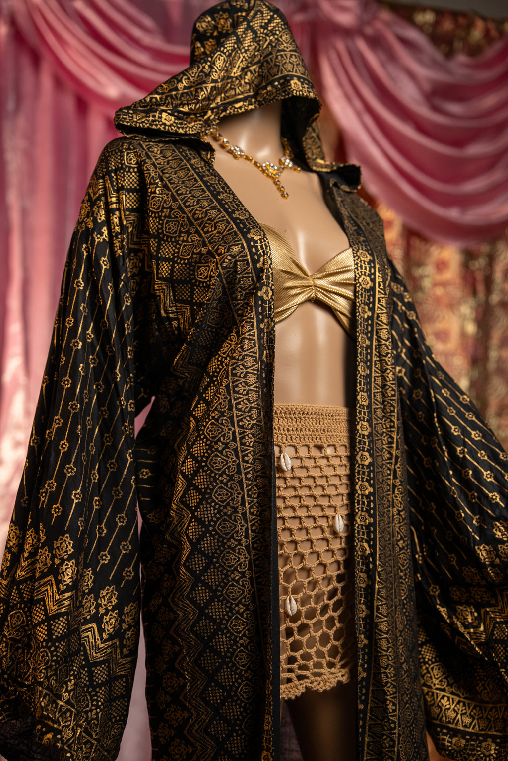 Black Lotus Kimono with hood