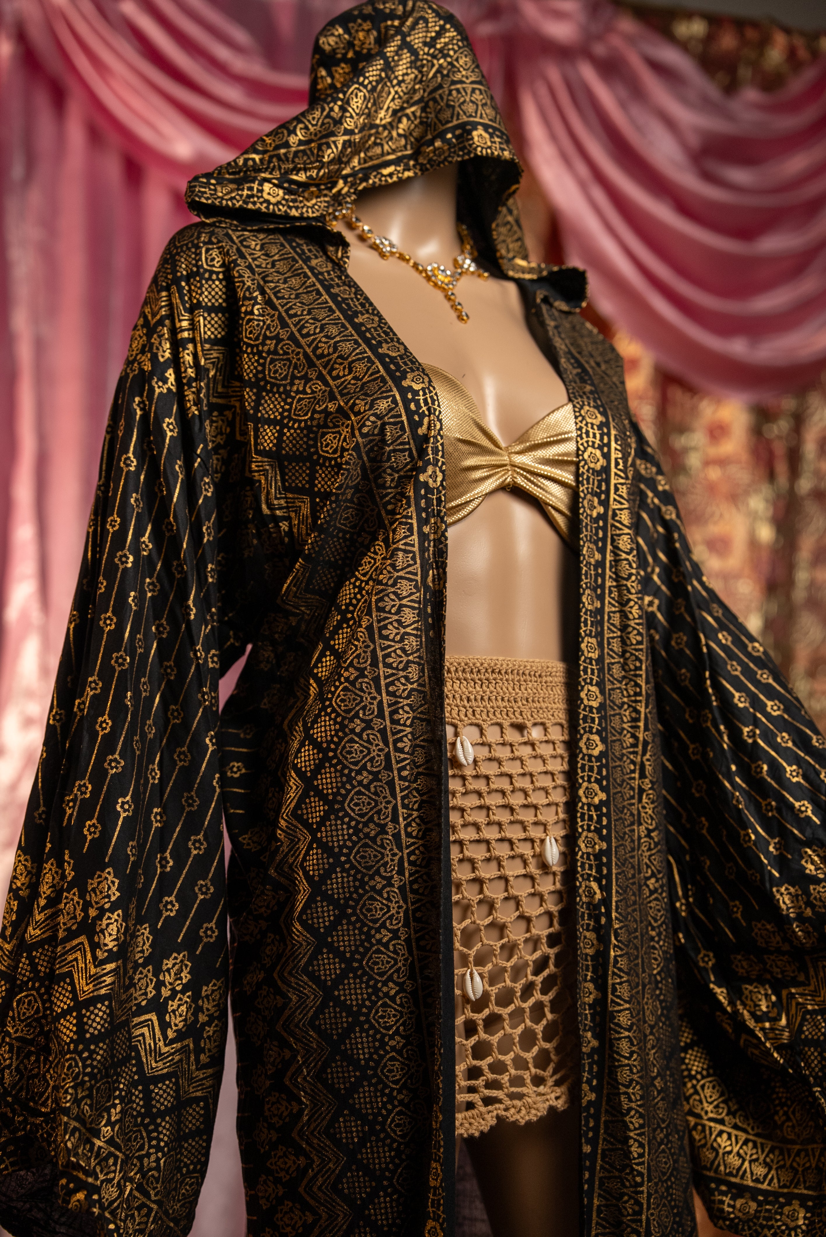 Black Lotus Kimono with hood