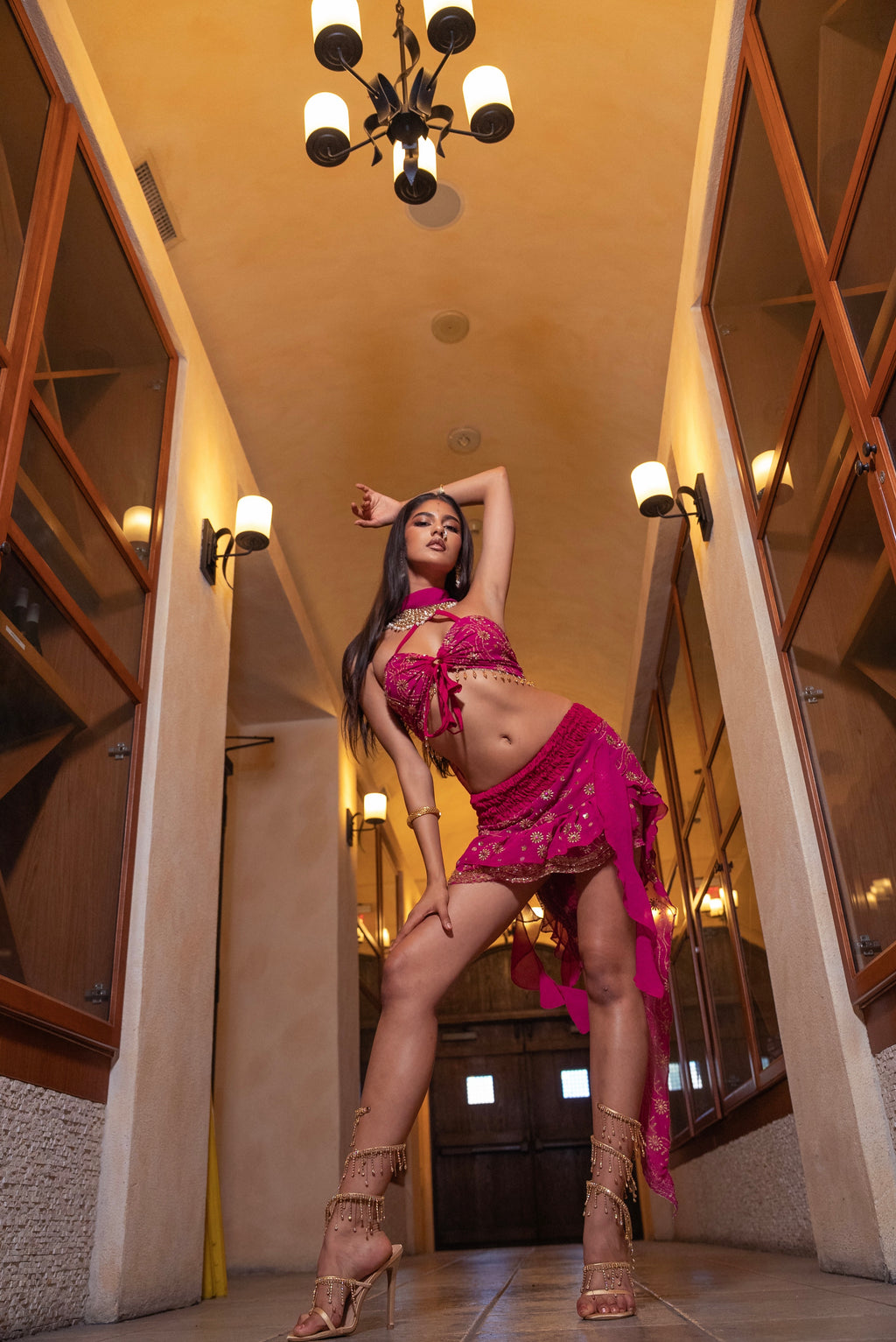 Pink Lotus Jalpari Skirt Set