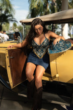 Load image into Gallery viewer, Teal Velvet Fairy Venus Sequin Top
