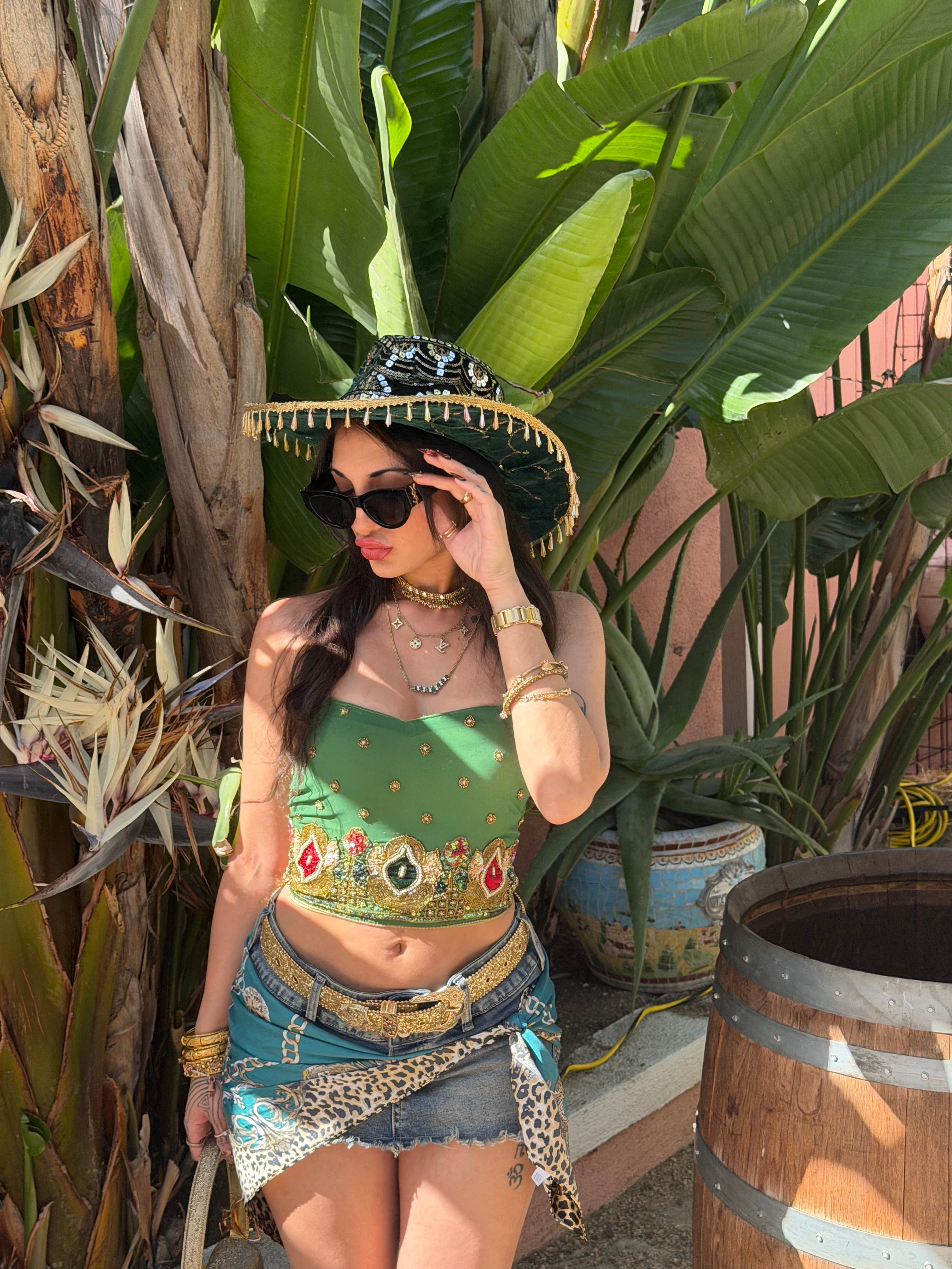 green goddess saree top