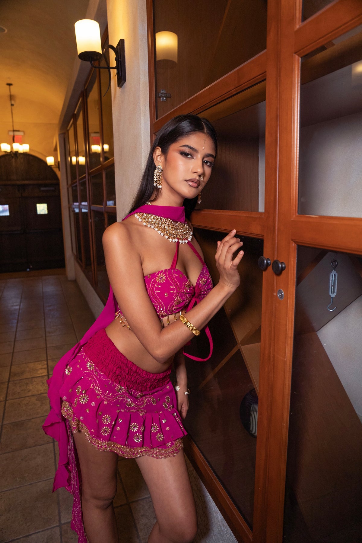 Pink Lotus Jalpari Skirt Set