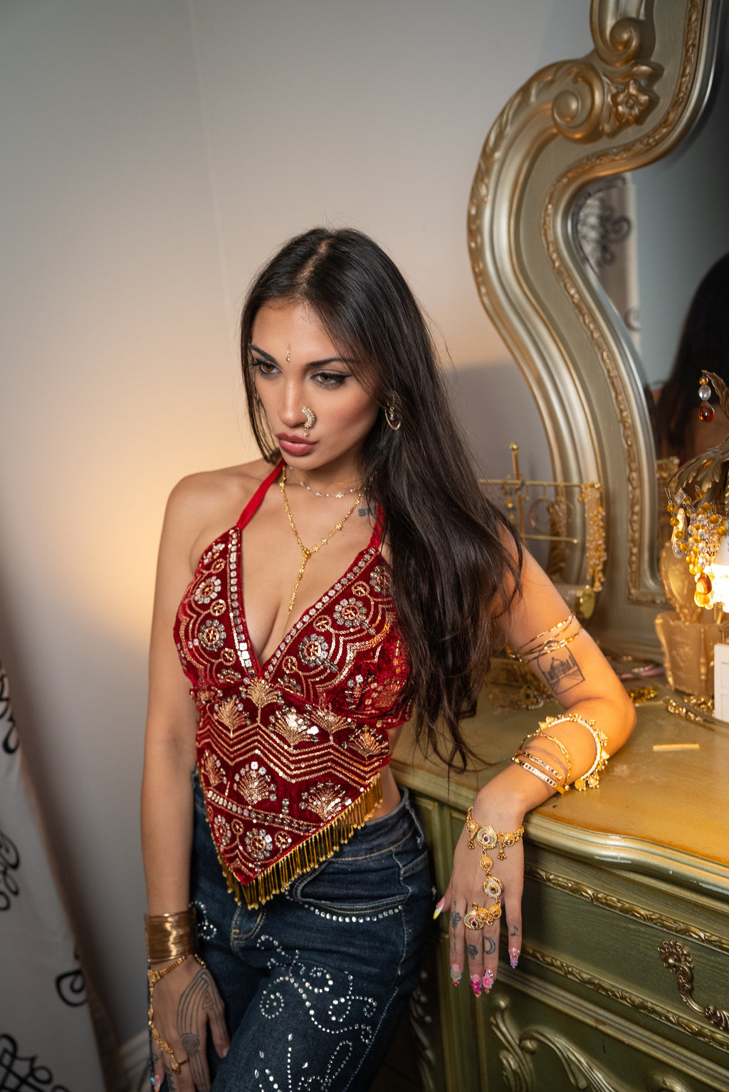 Ruby Velvet Venus Fringe Top