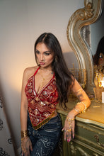 Load image into Gallery viewer, Ruby Velvet Venus Fringe Top
