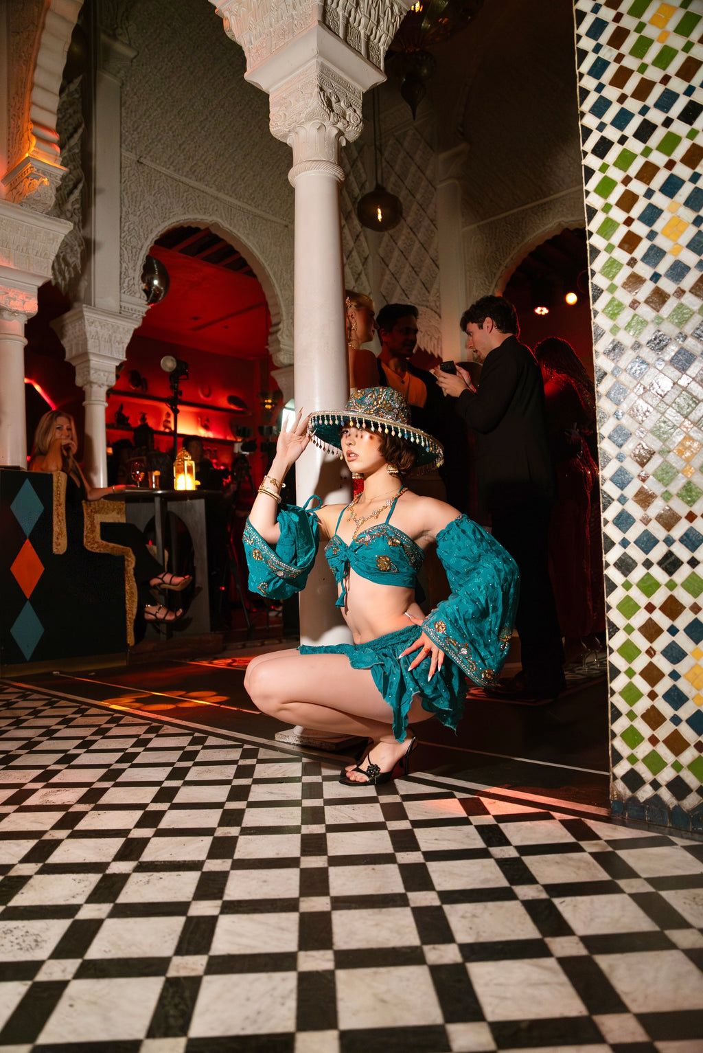 Turquoise Alchemy Lotus Mini Skirt Set