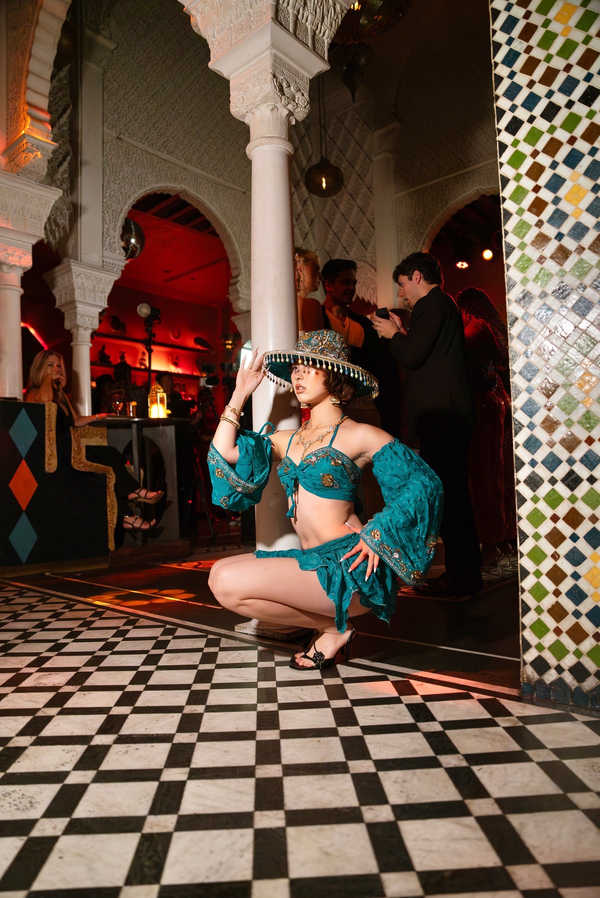 Turquoise Alchemy Lotus Mini Skirt Set