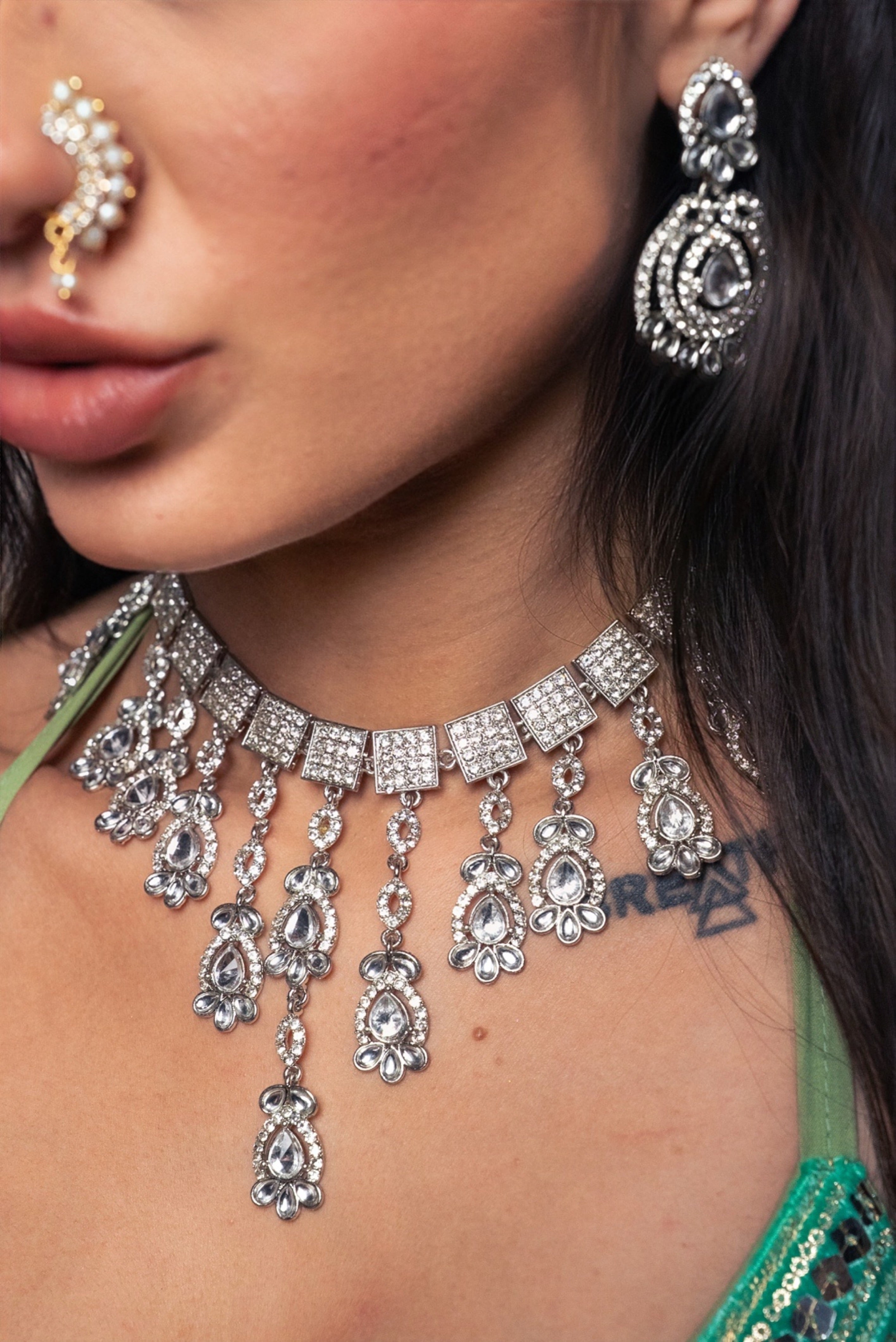 Diamond Drop Necklace Set