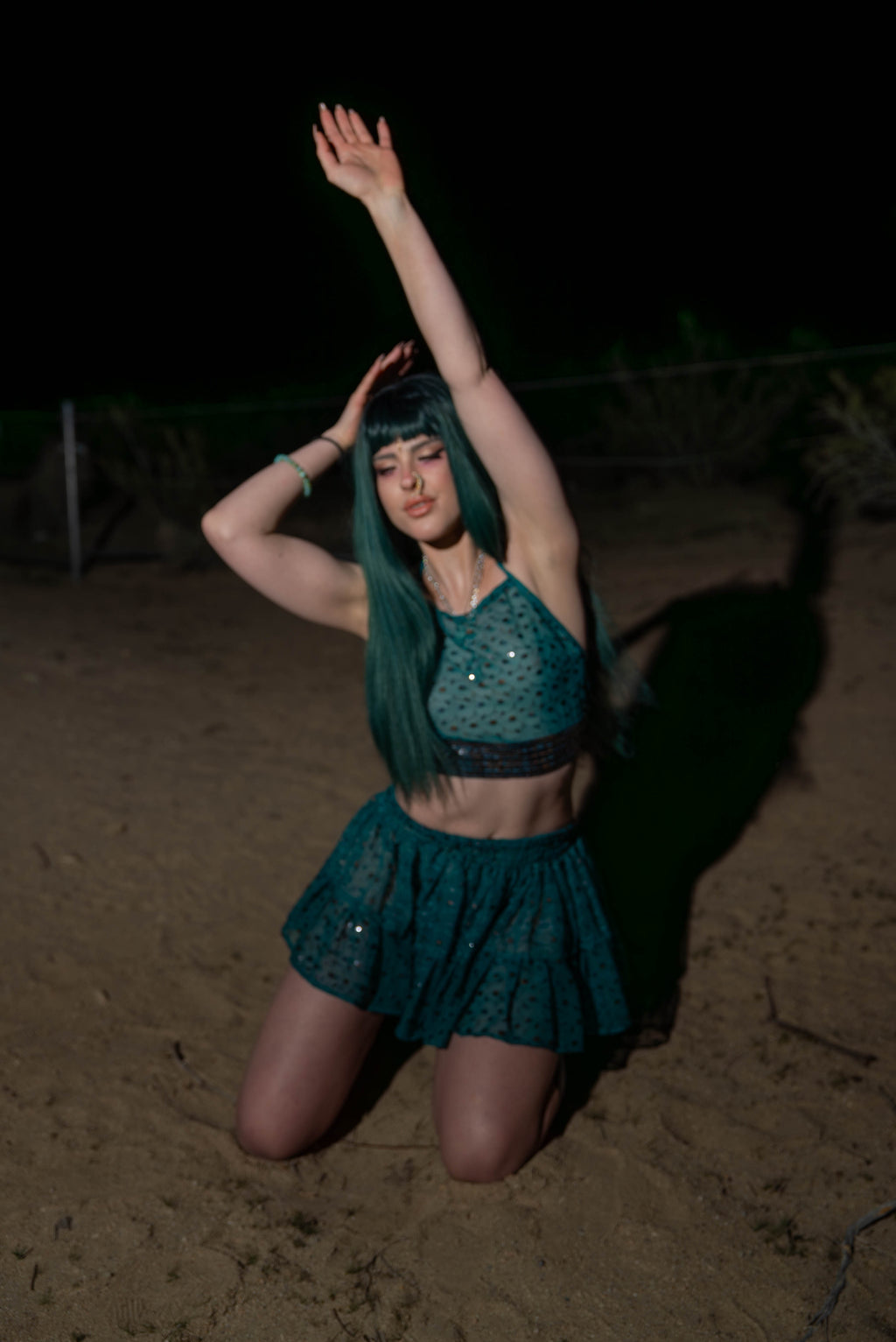 teal mystic Micro Mini Gehr Skirt Set