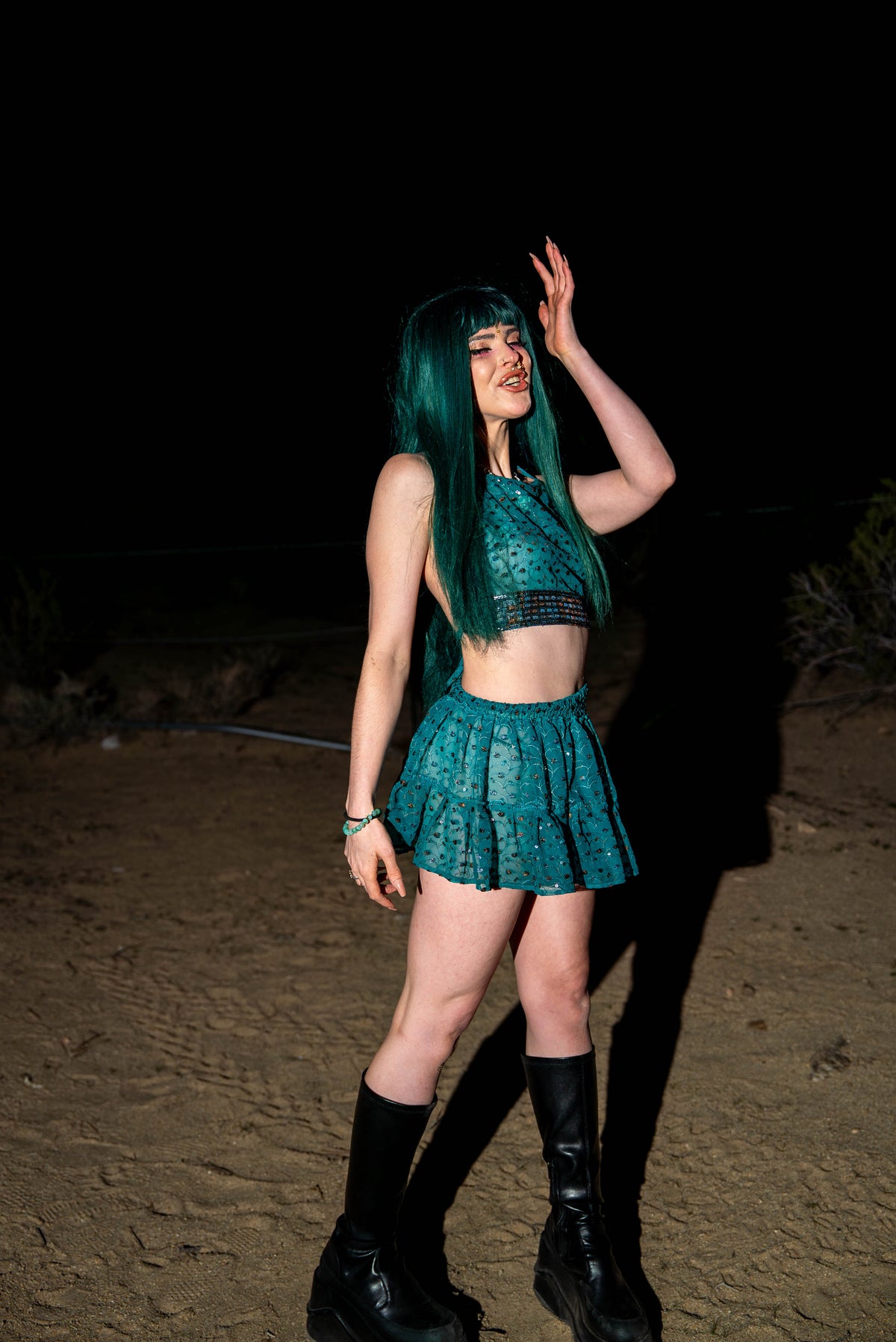 teal mystic Micro Mini Gehr Skirt Set