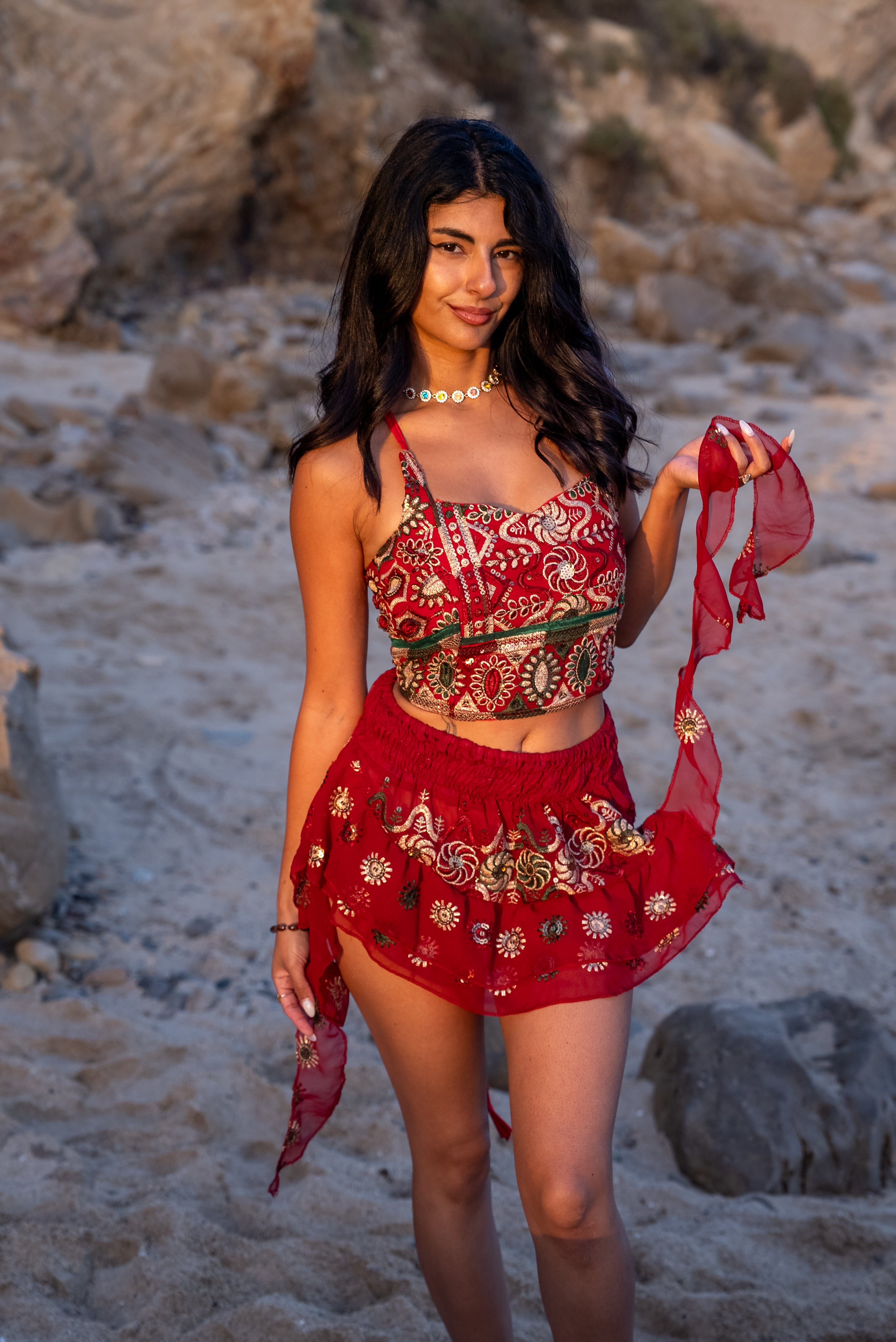 Fire Heart Shakti Mini Skirt Set