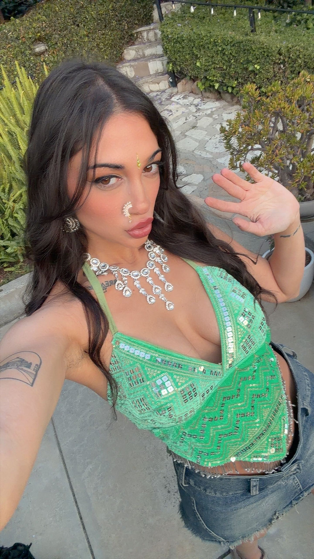 Pistachio Princess Sequin Venus Velvet Top