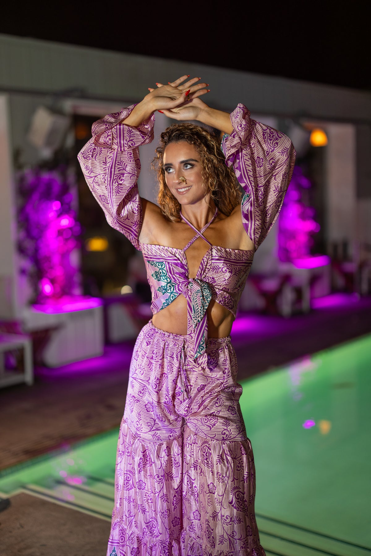 Pastel Bloom Sharara Pants Set