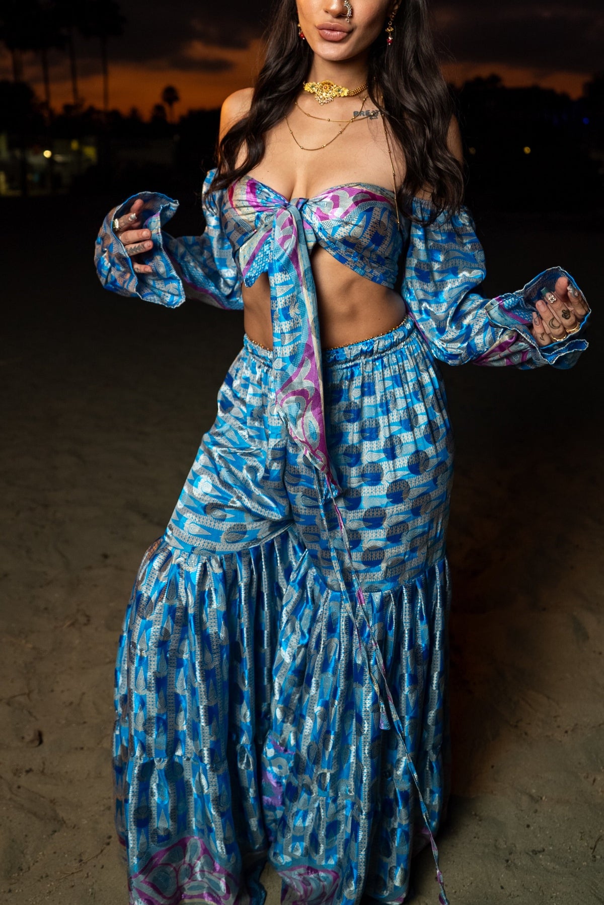 Egyptian Blue Pharaoh Sharara Pants Set
