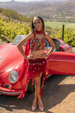 Load image into Gallery viewer, fire lotus ruffle mini skirt set
