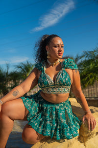 Teal Mermaid Micro Mini skirt set