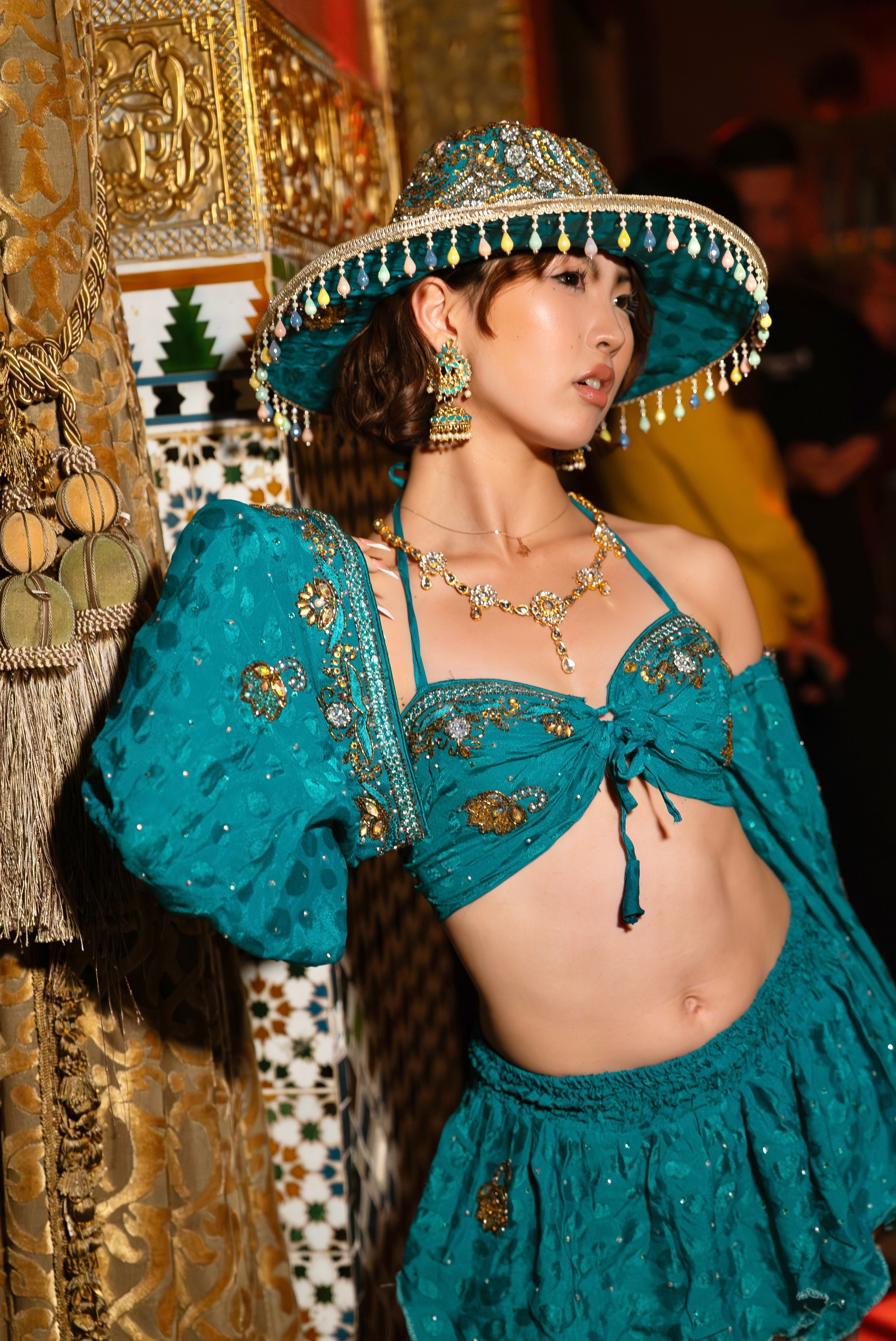 Turquoise Alchemy Lotus Mini Skirt Set
