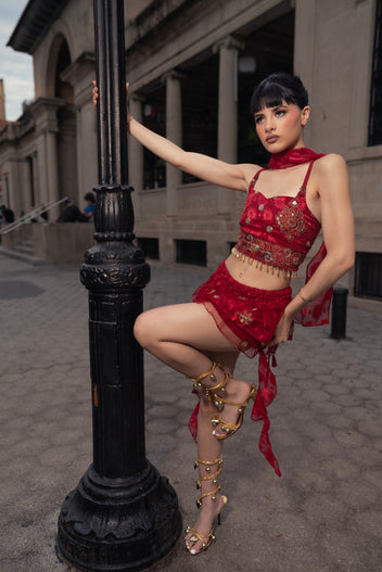 Ruby Road Ruffle Mini Skirt Set