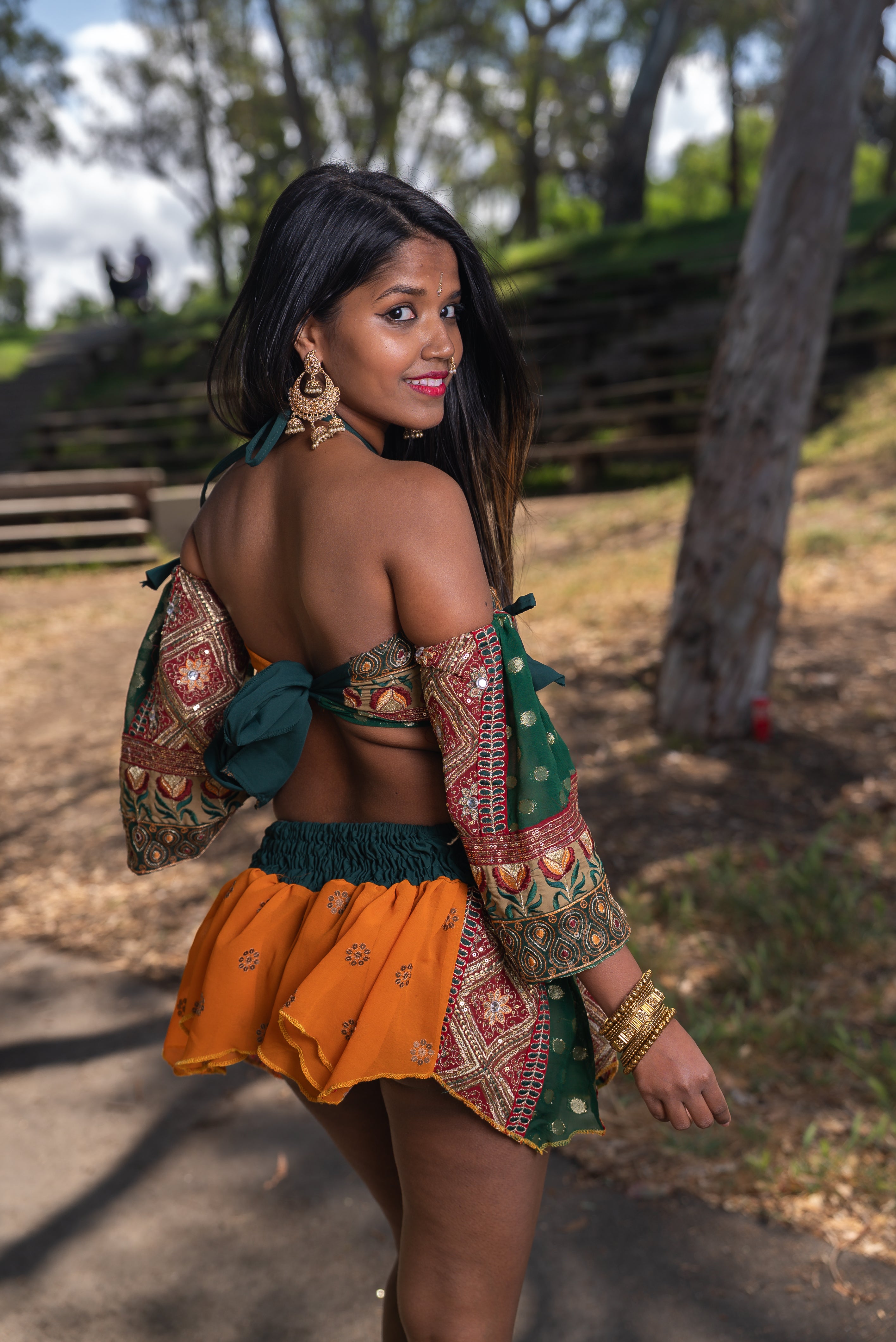 Emerald Goddess Lotus mini skirt Set