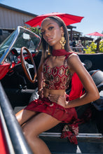 Load image into Gallery viewer, fire lotus ruffle mini skirt set

