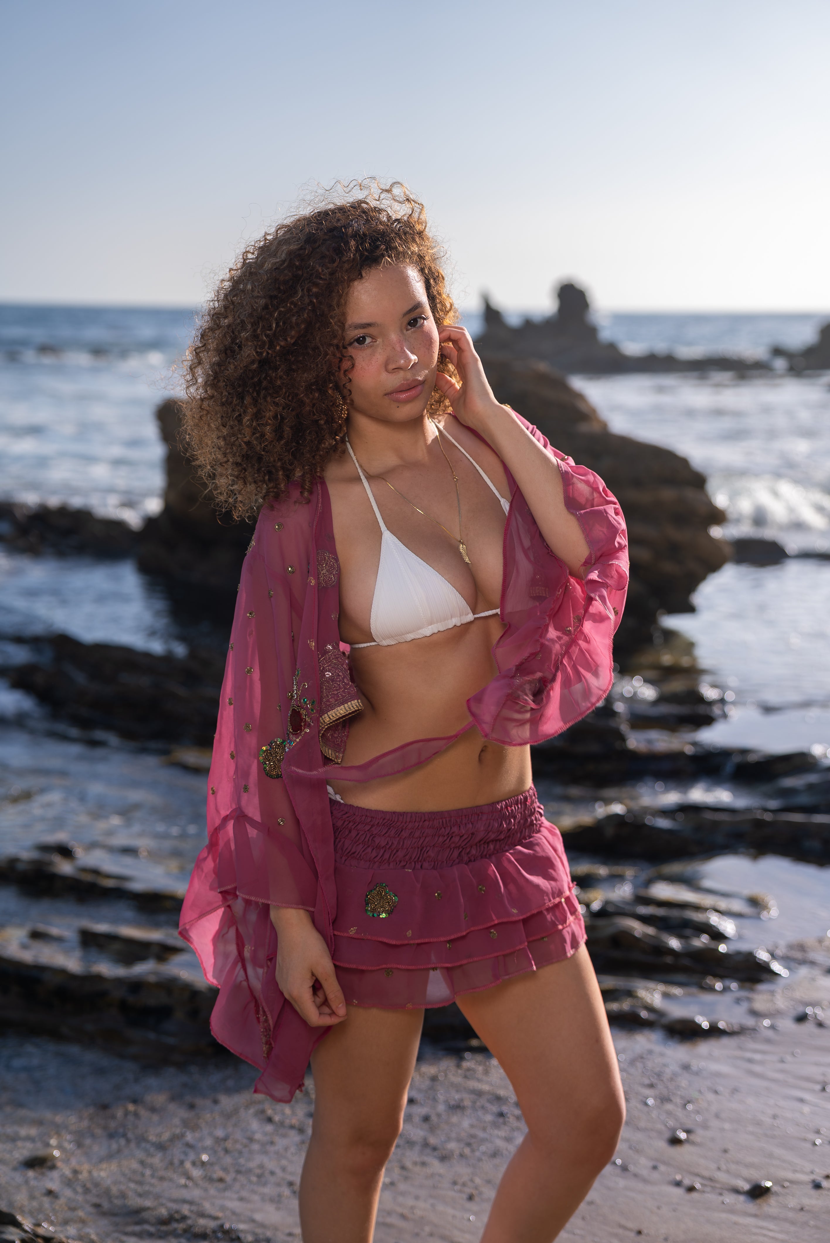 Bohemian Rose Ruffle Skirt Set