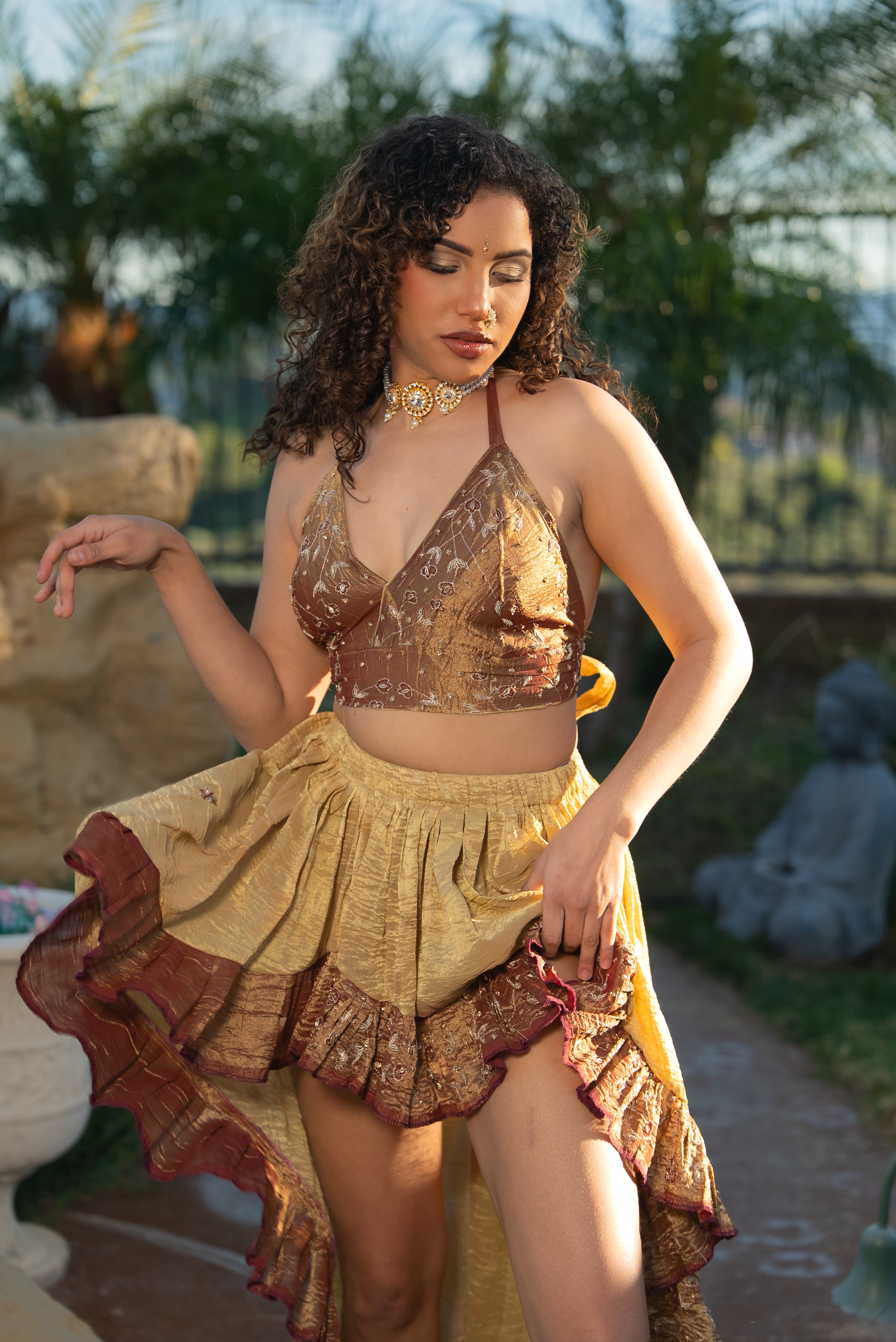 Golden Sahara Midi Bollywood Set