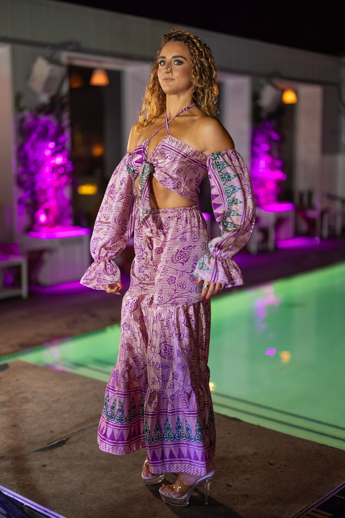 Pastel Bloom Sharara Pants Set