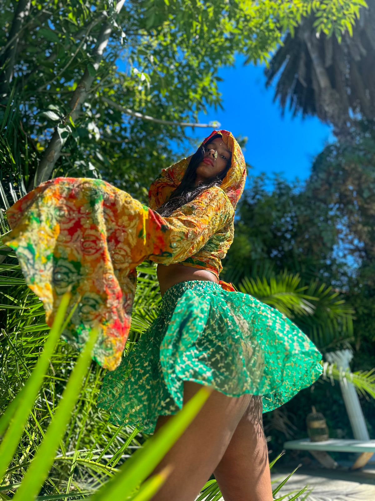 electric emerald Mini Gehr Skirt