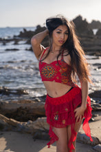 Load image into Gallery viewer, Fire Lotus Ruffle Mini Skirt Set
