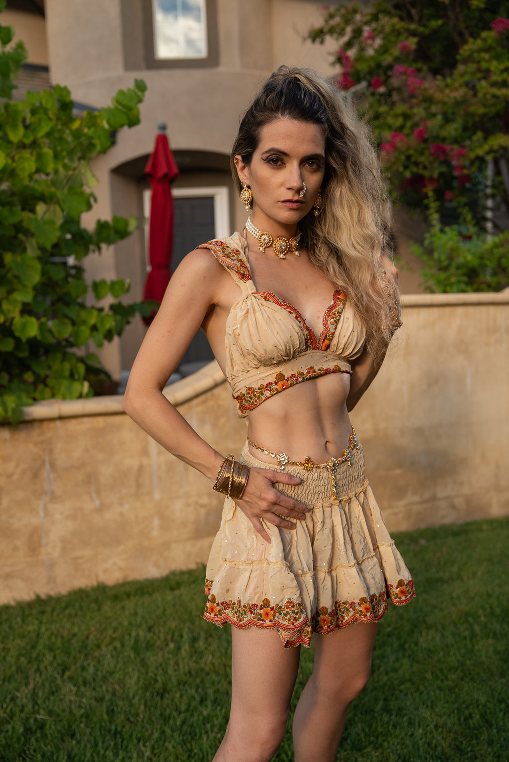 Sahara Rose Micro Mini Gehr Skirt Set