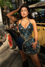 Load image into Gallery viewer, Teal Velvet Fairy Venus Sequin Top
