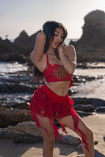 Load image into Gallery viewer, Fire Lotus Ruffle Mini Skirt Set
