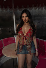Load image into Gallery viewer, Royal ruby saree pixie wing Top
