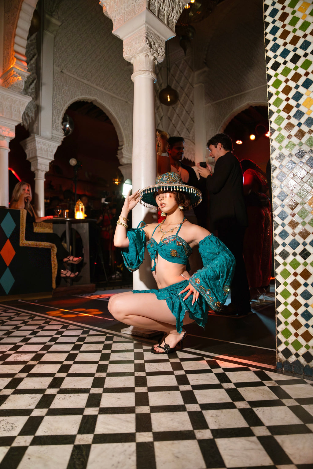 Turquoise Alchemy Lotus Mini Skirt Set
