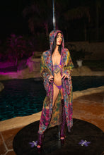 Load image into Gallery viewer, Purple garden Hoodie Kimono
