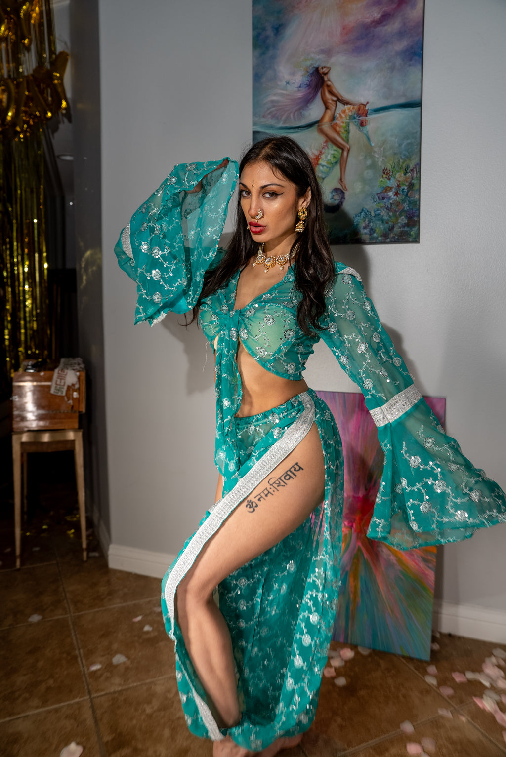 Turquoise Flowers Jasmine Set