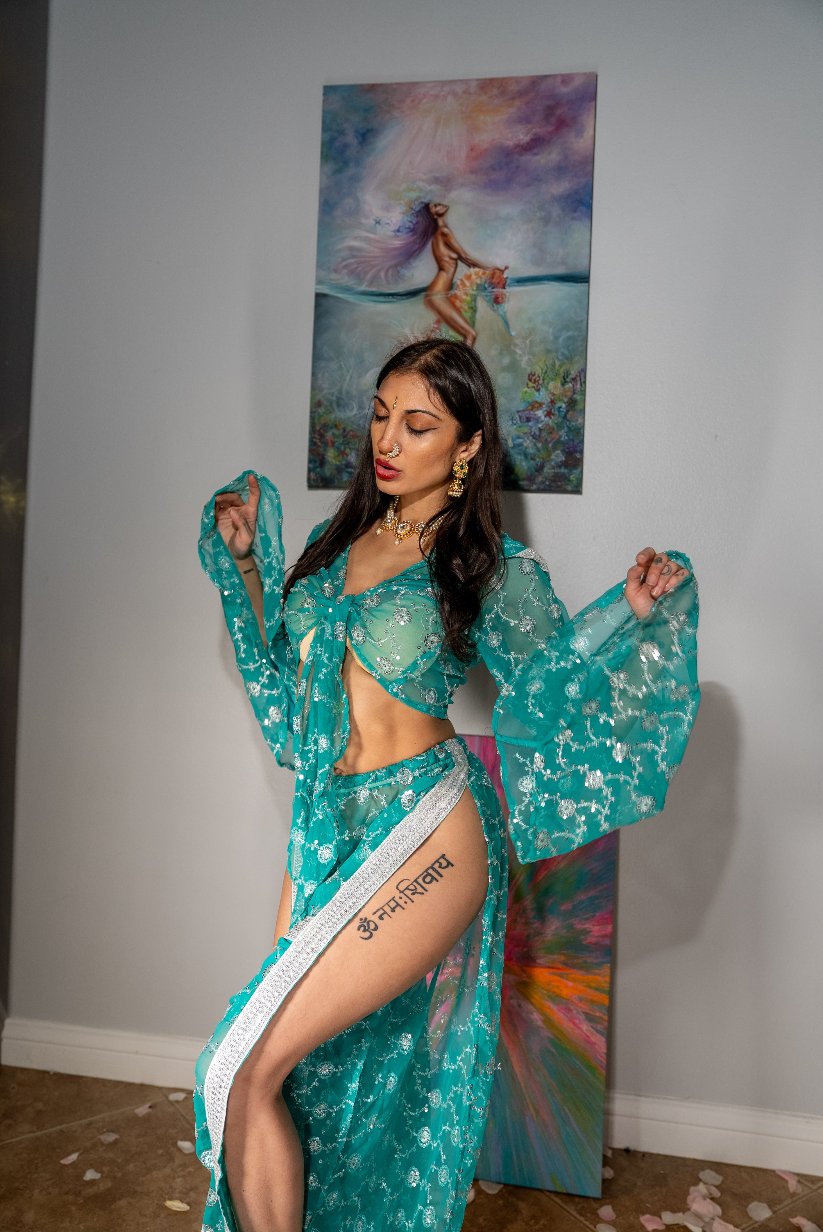 Turquoise Flowers Jasmine Set