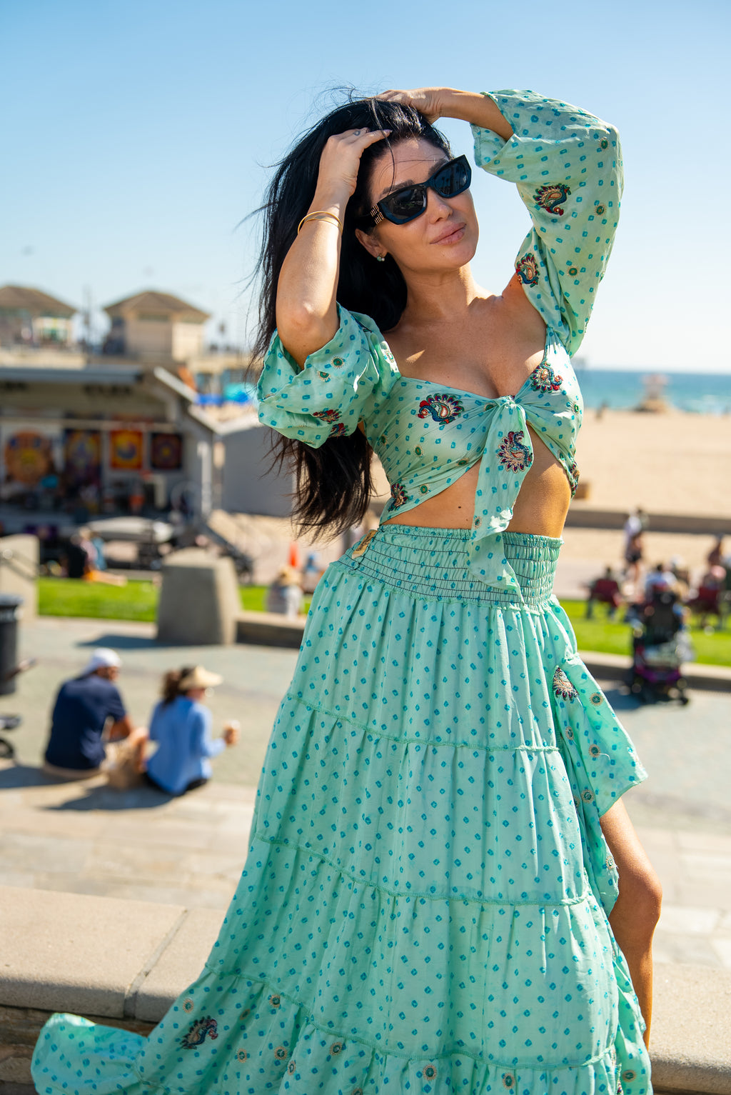 Baby Blue Bandhani Bollywood Set