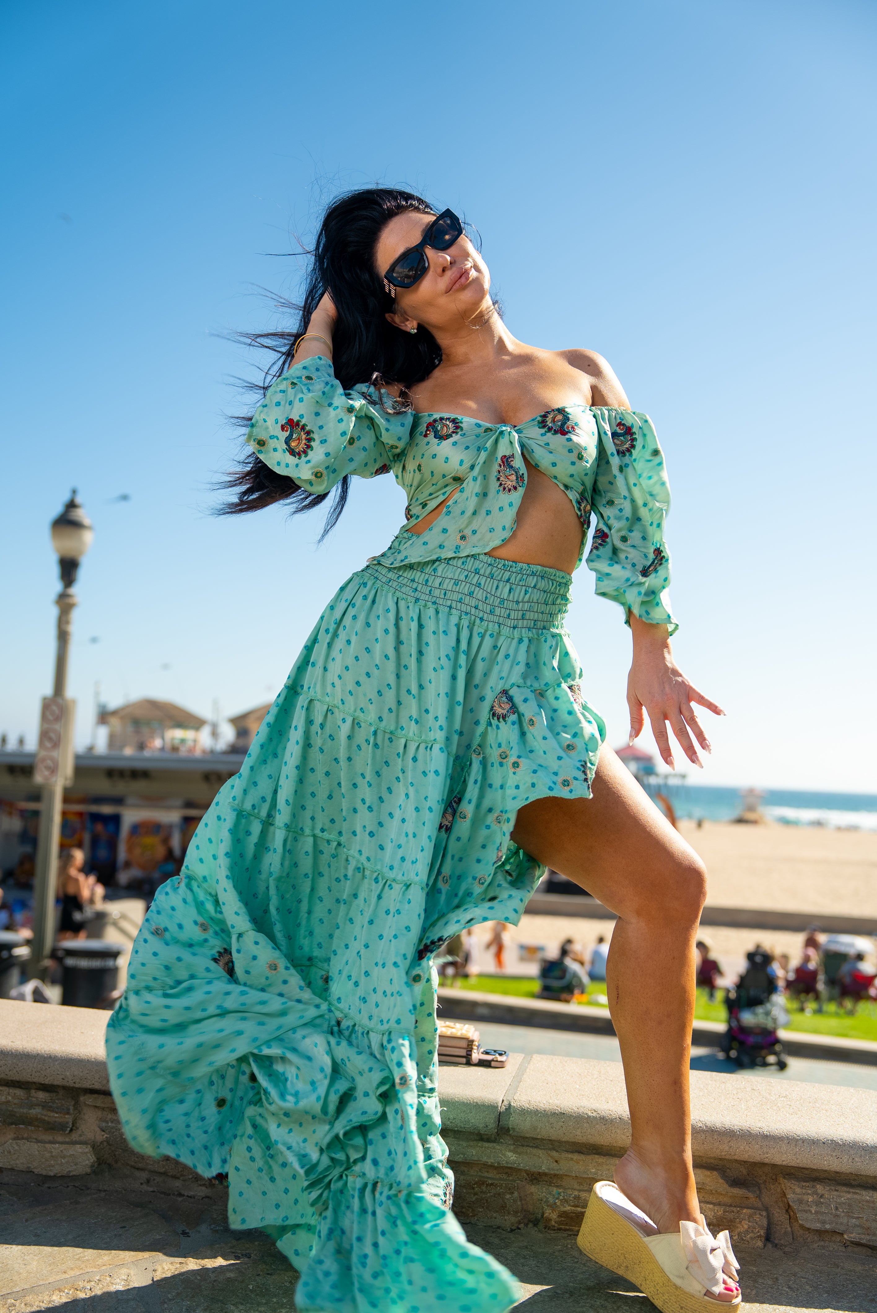 Baby Blue Bandhani Bollywood Set
