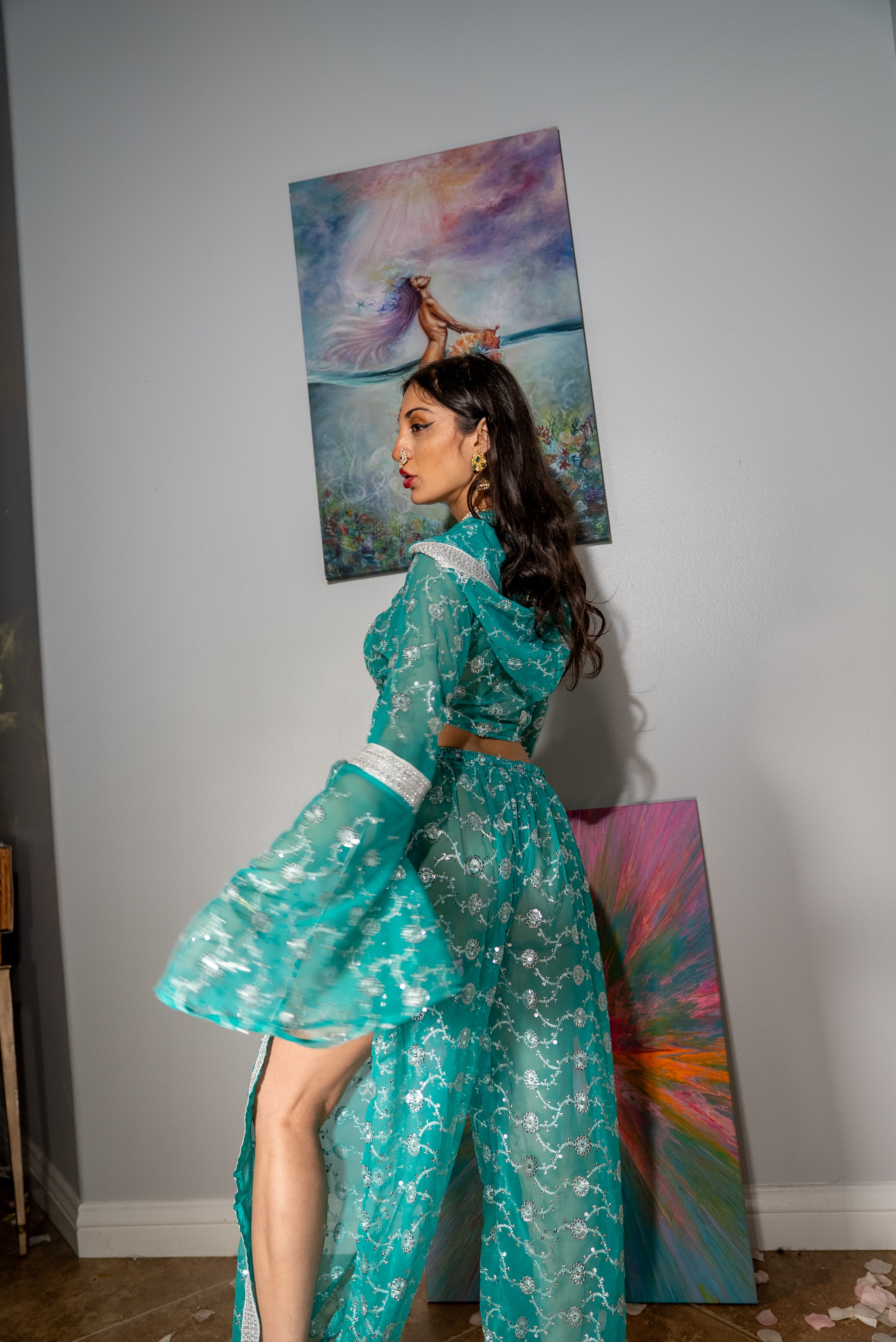 Turquoise Flowers Jasmine Set